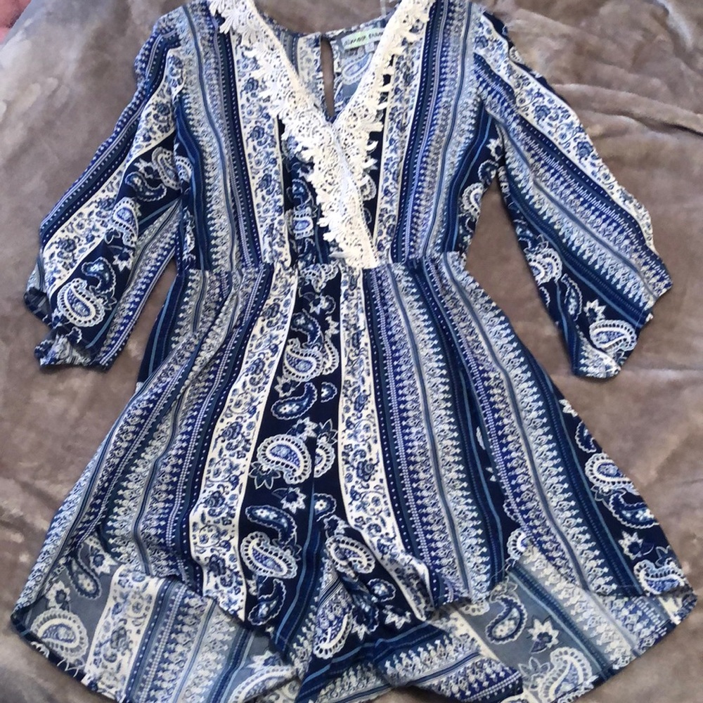 Blue Printed Romper